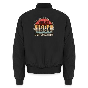 32nd Birthday Born 1994 Limited Edition Vintage  - Unisex Bomber Jacket - black - Back - AI Model Male 185 light (185cm)