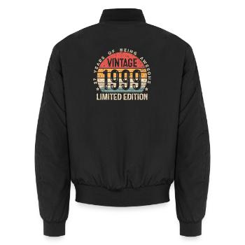 27 Year Old Gifts Vintage 1999 Limited Edition - Unisex Bomber Jacket - black - Back - AI Model Male 185 light (185cm)