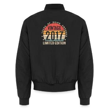 9th Birthday Girl Boy Funny 2017 9 Year Old Bday - Unisex Bomber Jacket - black - Back - AI Model Male 185 light (185cm)