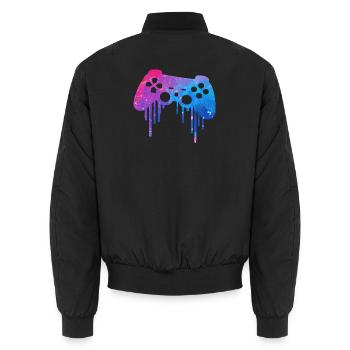 Gaming splash - Unisex Bomberjacke - Schwarz - Hinten - AI Model Male 185 light (185cm)