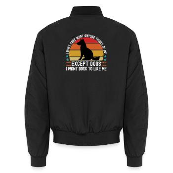 Es ist mir egal, außer Dogs Funny Dog Lover - Unisex Bomberjacke - Schwarz - Hinten - AI Model Male 185 light (185cm)