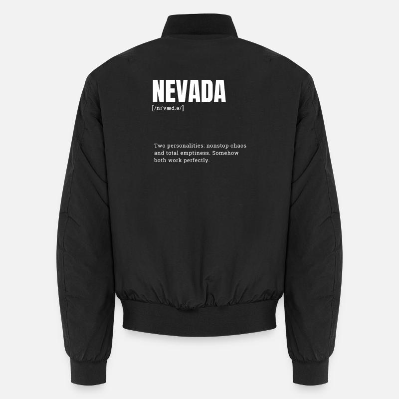 Dualité du Nevada : Typographie audacieuse Imprimé Bomber unisexe