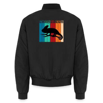 Silhouette Caméléon rétro Motif vintage de reptiles - Bomber unisexe - noir - Dos - AI Model Male 185 light (185cm)