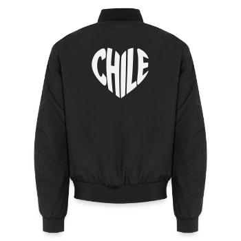 Chile Heart Typography Design - Unisex Bomber Jacket - black - Back - AI Model Male 185 light (185cm)