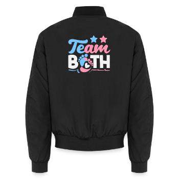 Team Both Twins Gender Reveal - Unisex Bomber Jacket - black - Back - AI Model Male 185 light (185cm)