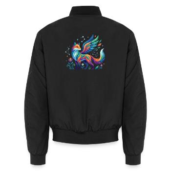 Fuchsflügel Farbenzauber - Unisex Bomberjacke - Schwarz - Hinten - AI Model Male 185 light (185cm)