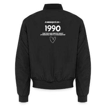 1990 Origine Fait Main Cœur Vintage - Bomber unisexe - noir - Dos - AI Model Male 185 light (185cm)