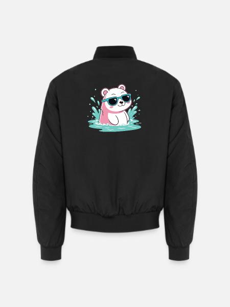 Wasser-Eisbär in kühlen Gläsern - Unisex Bomberjacke - Schwarz