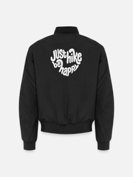 Just Hike Be Happy Lettering - Unisex Bomber Jacket - black