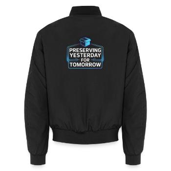 Neon-Nostalgie: Gestern bewahren - Unisex Bomberjacke - Schwarz - Hinten - AI Model Male 185 light (185cm)