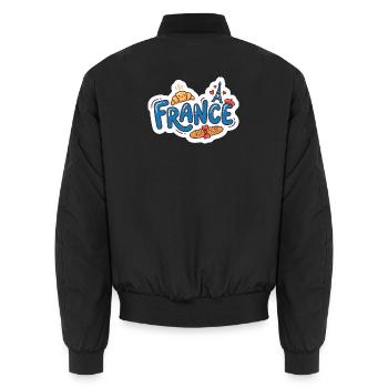 Sticker France Kawaii Croissant Paris - Bomber unisexe - noir - Dos - AI Model Male 185 light (185cm)