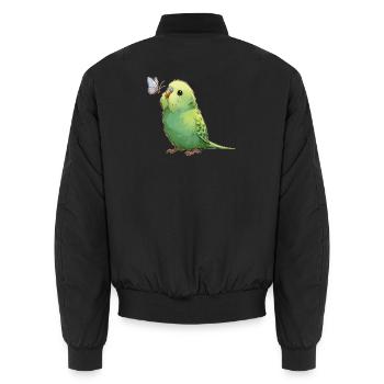 Perruche perruche avec papillon - Bomber unisexe - noir - Dos - AI Model Male 185 light (185cm)