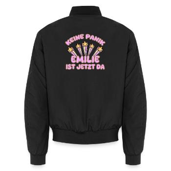 Spruch Emilie - Unisex Bomberjacke - Schwarz - Hinten - AI Model Male 185 light (185cm)