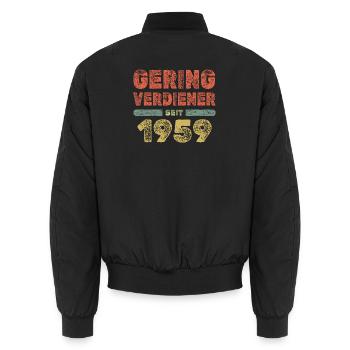 Geringverdiener 1959 - Unisex Bomberjacke - Schwarz - Hinten - AI Model Male 185 light (185cm)