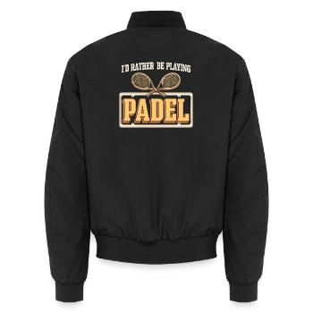 Padel Tennis Retro - Unisex Bomberjacke - Schwarz - Hinten - AI Model Male 185 light (185cm)