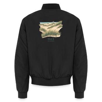 Sylt Dünen | Vintage Nordsee Poster - Unisex Bomberjacke - Schwarz - Hinten - AI Model Male 185 light (185cm)