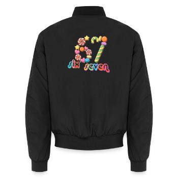 67 Meme Candy Carousel Whimsy - Unisex Bomberjacke - Schwarz - Hinten - AI Model Male 185 light (185cm)