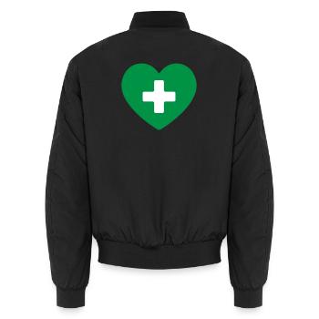 Medical Heart Cross Healthcare Icon - Unisex Bomber Jacket - black - Back - AI Model Male 185 light (185cm)