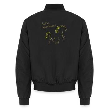 Isi Pisi Lemon Squeezi - Lemon - by Maison Bichon - Unisex Bomber Jacket - black - Back - AI Model Male 185 light (185cm)