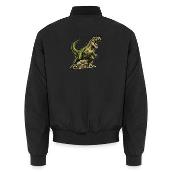 Tyrannosaurus Rex T-Rex Dinosaurier Urzeit Motiv - Unisex Bomberjacke - Schwarz - Hinten - AI Model Male 185 light (185cm)
