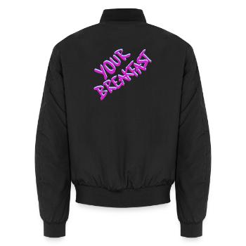 Your Breakfast Neon Script - Unisex Bomberjacke - Schwarz - Hinten - AI Model Male 185 light (185cm)