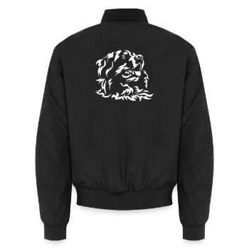 Bernese Mountain Dog Head "Black Edition" - Unisex Bomber Jacket - black - Back - AI Model Male 185 light (185cm)