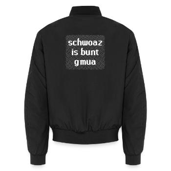 Schwoaz is colorful gmua - black is colorful enough - Unisex Bomber Jacket - black - Back - AI Model Male 185 light (185cm)