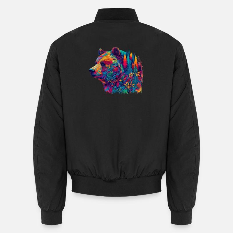 Bär mit Waldlandschaft verziert Unisex Bomberjacke