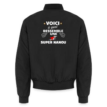 Design Inspiré Super Nanou Fête Noël - Bomber unisexe - noir - Dos - AI Model Male 185 light (185cm)