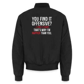 Du findest es, ich finde es lustig, ich bin glücklicher, sarkastisch - Unisex Bomberjacke - Schwarz - Hinten - AI Model Male 185 light (185cm)
