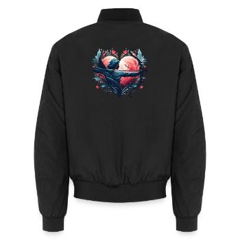 Mythischer Herz-Bogenschütze Illustration - Unisex Bomberjacke - Schwarz - Hinten - AI Model Male 185 light (185cm)