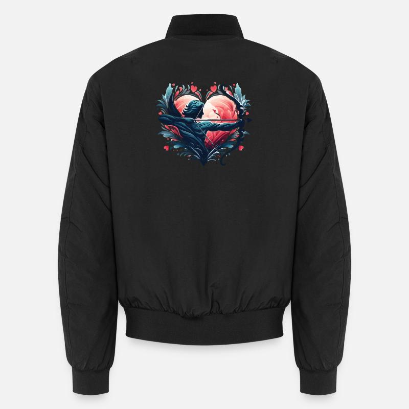 Mythical Heart Archer Illustration - Unisex Bomber Jacket - black