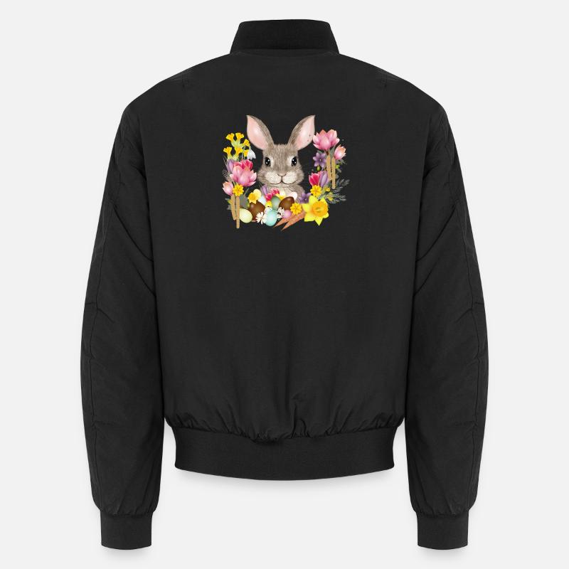 Couronne de Pâques et œufs de Pâques avec lapin comme lapin de Pâques Bomber unisexe