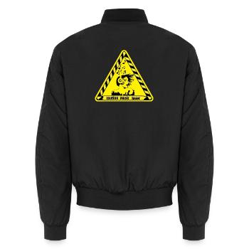 Warning sign for music lovers - Unisex Bomber Jacket - black - Back - AI Model Male 185 light (185cm)