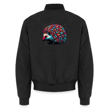 Hedgehog - Unisex Bomber Jacket - black - Back - AI Model Male 185 light (185cm)