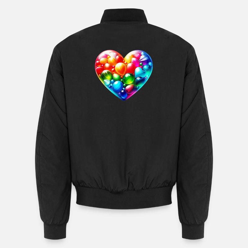 Buntes Herz - Unisex Bomberjacke - Schwarz
