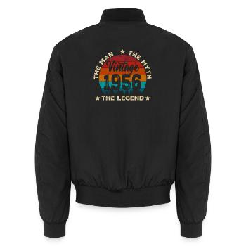 Vintage 1956 The Legend Circle - Unisex Bomber Jacket - black - Back - AI Model Male 185 light (185cm)