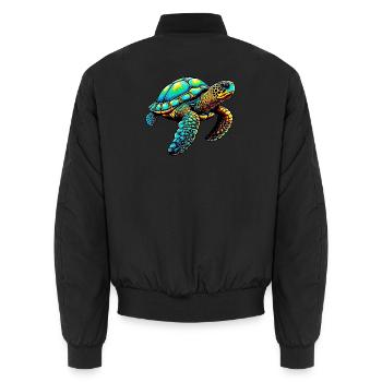 Turtle - Unisex Bomber Jacket - black - Back - AI Model Male 185 light (185cm)
