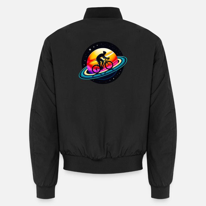Radfahrer auf dem Saturn - Unisex Bomberjacke - Schwarz