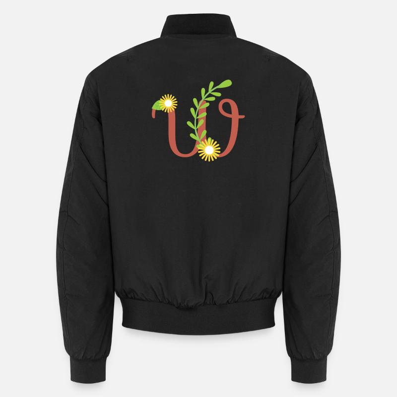 Eleganter Buchstabe 'W' mit Blumen Unisex Bomberjacke