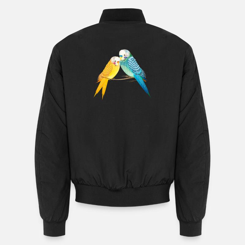 Deux perruches sur une branche aux couleurs pastel Bomber unisexe