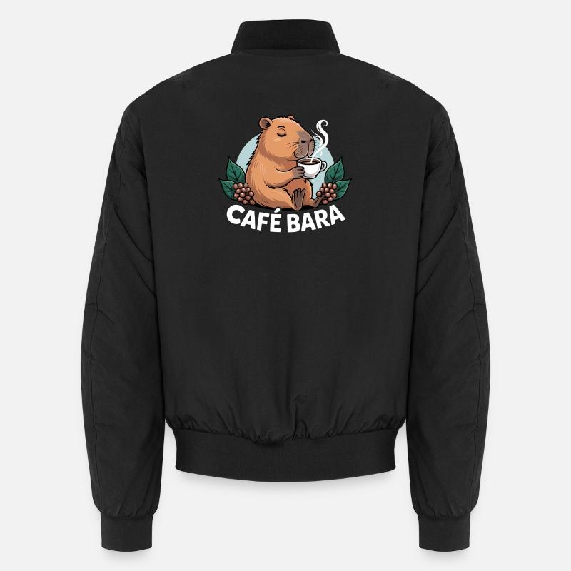 Café Bara - Funny Capybara T-Shirt - Unisex Bomber Jacket - black