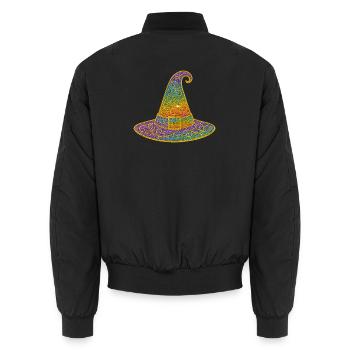 Chapeau de sorcière scintillant coloré - Bomber unisexe - noir - Dos - AI Model Male 185 light (185cm)