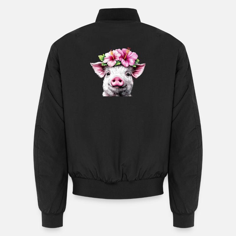Hibiskuskrone Schwein Unisex Bomberjacke