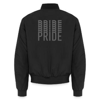 Pridemonogram i grå nyanser - Unisex Bomber Jacket - black - Back - AI Model Male 185 light (185cm)