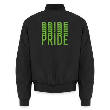 Lime Green Pride Text Design - Unisex Bomber Jacket - black - Back - AI Model Male 185 light (185cm)
