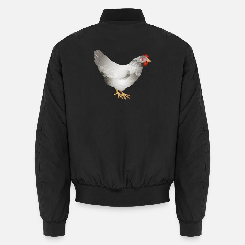 Poulet blanc dessiné à la main dans une illustration Bomber unisexe