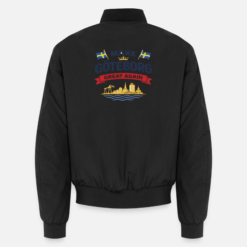 Gothenburg Silhouette with Swedish Flags Unisex Bomber Jacket