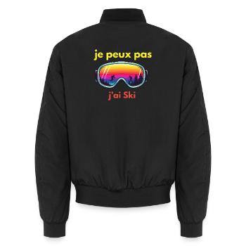 Ich kann nicht, ich habe Retro Ski - Unisex Bomberjacke - Schwarz - Hinten - AI Model Male 185 light (185cm)