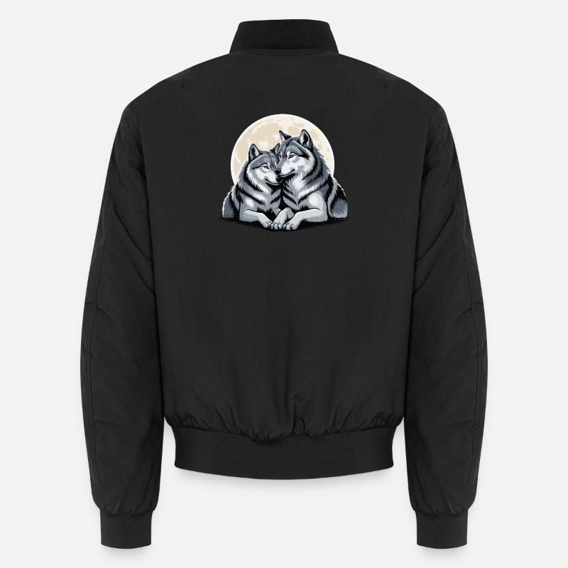 Wolf Paar Liebe Valentinstag Unisex Bomberjacke